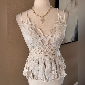 Elegant Cream Lace Peplum Top